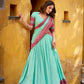 Lorenvalley Fashion Skyblue Pure Chanderi Thread Work Lehenga Choli with Dupatta - Swadesiicart