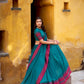 Lorenvalley Fashion Teal Pure Chanderi Thread Work Lehenga Choli with Dupatta - Swadesiicart