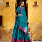 Lorenvalley Fashion Teal Pure Chanderi Thread Work Lehenga Choli with Dupatta - Swadesiicart
