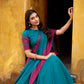 Lorenvalley Fashion Teal Pure Chanderi Thread Work Lehenga Choli with Dupatta - Swadesiicart