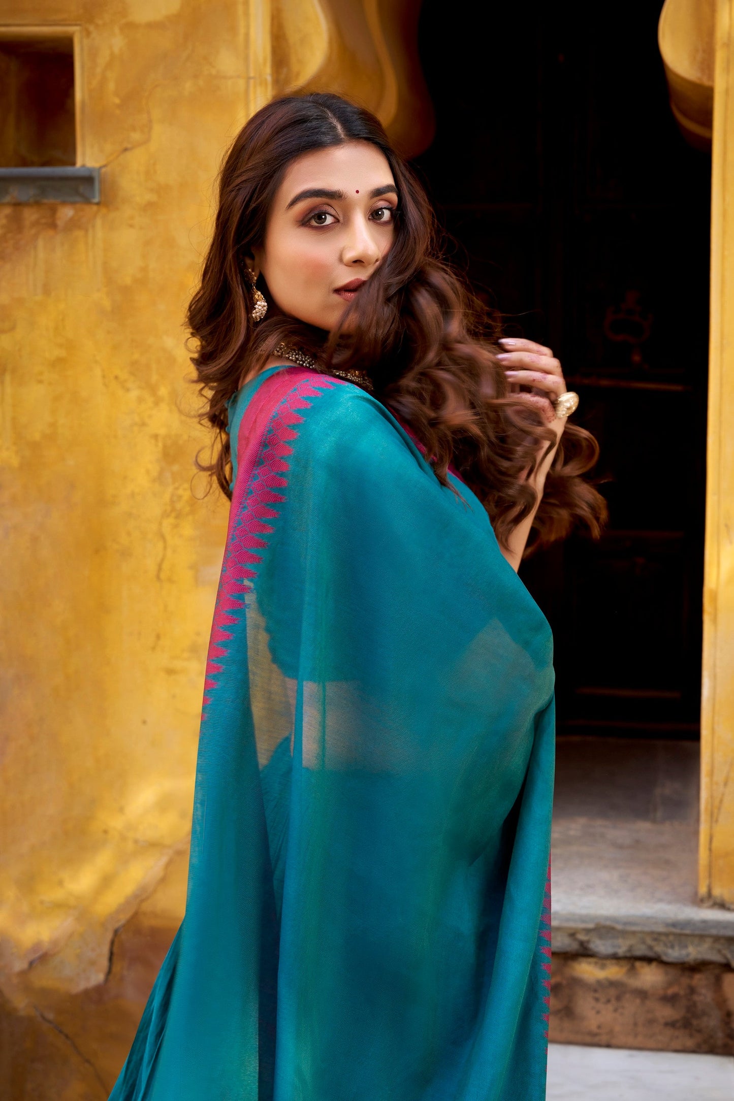 Lorenvalley Fashion Teal Pure Chanderi Thread Work Lehenga Choli with Dupatta - Swadesiicart