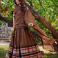 Lorenvalley Brown Pure Chanderi Plain With Zari Weaving Work Border Lehenga Choli with Dupatta | Swadesiicart