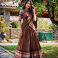 Lorenvalley Brown Pure Chanderi Plain With Zari Weaving Work Border Lehenga Choli with Dupatta | Swadesiicart