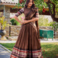 Lorenvalley Brown Pure Chanderi Plain With Zari Weaving Work Border Lehenga Choli with Dupatta | Swadesiicart