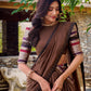 Lorenvalley Brown Pure Chanderi Plain With Zari Weaving Work Border Lehenga Choli with Dupatta | Swadesiicart