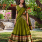 Lorenvalley Mehendi Pure Chanderi Plain With Zari Weaving Work Border Lehenga Choli with Dupatta | Swadesiicart