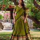 Lorenvalley Mehendi Pure Chanderi Plain With Zari Weaving Work Border Lehenga Choli with Dupatta | Swadesiicart