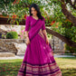 Lorenvalley Magenta Pure Chanderi Plain With Zari Weaving Work Border Lehenga Choli with Dupatta | Swadesiicart