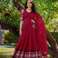 Lorenvalley Maroon Pure Chanderi Plain With Zari Weaving Work Border Lehenga Choli with Dupatta | Swadesiicart