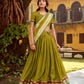 Lorenvalley Fashion Mehendi Pure Chanderi (Naylon) Zari Weaving Work Lehenga Choli with Dupatta - Swadesiicart