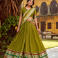 Lorenvalley Fashion Mehendi Pure Chanderi (Naylon) Zari Weaving Work Lehenga Choli with Dupatta - Swadesiicart