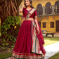 Lorenvalley Fashion Maroon Pure Chanderi (Naylon) Zari Weaving Work Lehenga Choli with Dupatta - Swadesiicart