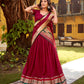 Lorenvalley Fashion Maroon Pure Chanderi (Naylon) Zari Weaving Work Lehenga Choli with Dupatta - Swadesiicart