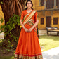 Lorenvalley Fashion Orange Pure Chanderi (Naylon) Zari Weaving Work Lehenga Choli with Dupatta - Swadesiicart