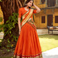 Lorenvalley Fashion Orange Pure Chanderi (Naylon) Zari Weaving Work Lehenga Choli with Dupatta - Swadesiicart