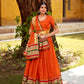 Lorenvalley Fashion Orange Pure Chanderi (Naylon) Zari Weaving Work Lehenga Choli with Dupatta - Swadesiicart