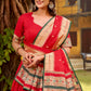 Lorenvalley Fashion Red Pure Chanderi (Naylon) Zari Weaving Work Lehenga Choli with Dupatta - Swadesiicart