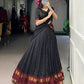 Lorenvalley Fashion Black Pure Chanderi Zari Weaving Work Lehenga Choli with Dupatta - Swadesiicart