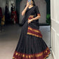 Lorenvalley Fashion Black Pure Chanderi Zari Weaving Work Lehenga Choli with Dupatta - Swadesiicart