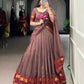 Lorenvalley Fashion Brown Pure Chanderi Zari Weaving Work Lehenga Choli with Dupatta - Swadesiicart