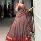 Lorenvalley Fashion Brown Pure Chanderi Zari Weaving Work Lehenga Choli with Dupatta - Swadesiicart