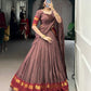 Lorenvalley Fashion Brown Pure Chanderi Zari Weaving Work Lehenga Choli with Dupatta - Swadesiicart