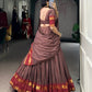 Lorenvalley Fashion Brown Pure Chanderi Zari Weaving Work Lehenga Choli with Dupatta - Swadesiicart