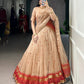 Lorenvalley Fashion Cream Pure Chanderi Zari Weaving Work Lehenga Choli with Dupatta - Swadesiicart