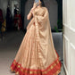 Lorenvalley Fashion Cream Pure Chanderi Zari Weaving Work Lehenga Choli with Dupatta - Swadesiicart