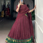 Lorenvalley Fashion Maroon Pure Chanderi Zari Weaving Work Lehenga Choli with Dupatta - Swadesiicart