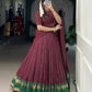 Lorenvalley Fashion Maroon Pure Chanderi Zari Weaving Work Lehenga Choli with Dupatta - Swadesiicart