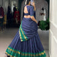 Lorenvalley Fashion Navy Blue Pure Chanderi Zari Weaving Work Lehenga Choli with Dupatta - Swadesiicart