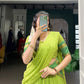 Lorenvalley Fashion Parrot Green Pure Chanderi Zari Weaving Work Lehenga Choli with Dupatta - Swadesiicart