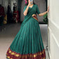 Lorenvalley Fashion Teal Pure Chanderi Zari Weaving Work Lehenga Choli with Dupatta - Swadesiicart