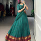 Lorenvalley Fashion Teal Pure Chanderi Zari Weaving Work Lehenga Choli with Dupatta - Swadesiicart