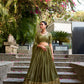 Lorenvalley Mehendi Pure Chanderi Plain With Zari Weaving Work Border Lehenga Choli | Swadesiicart