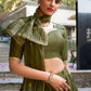 Lorenvalley Mehendi Pure Chanderi Plain With Zari Weaving Work Border Lehenga Choli | Swadesiicart