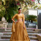 Lorenvalley Mustard Pure Chanderi Plain With Zari Weaving Work Border Lehenga Choli | Swadesiicart