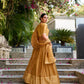 Lorenvalley Mustard Pure Chanderi Plain With Zari Weaving Work Border Lehenga Choli | Swadesiicart