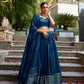 Lorenvalley Fashion Navy Blue Pure Chanderi Plain With Zari Weaving Work Border Lehenga Choli with Dupatta - Swadesiicart