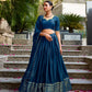 Lorenvalley Fashion Navy Blue Pure Chanderi Plain With Zari Weaving Work Border Lehenga Choli with Dupatta - Swadesiicart