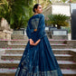 Lorenvalley Fashion Navy Blue Pure Chanderi Plain With Zari Weaving Work Border Lehenga Choli with Dupatta - Swadesiicart