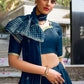 Lorenvalley Fashion Navy Blue Pure Chanderi Plain With Zari Weaving Work Border Lehenga Choli with Dupatta - Swadesiicart