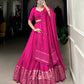 Lorenvalley Fashion Pink Pure Chanderi Plain With Zari Weaving Work Border Lehenga Choli with Dupatta - Swadesiicart