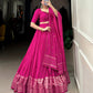 Lorenvalley Fashion Pink Pure Chanderi Plain With Zari Weaving Work Border Lehenga Choli with Dupatta - Swadesiicart