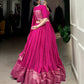 Lorenvalley Fashion Pink Pure Chanderi Plain With Zari Weaving Work Border Lehenga Choli with Dupatta - Swadesiicart