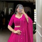 Lorenvalley Fashion Pink Pure Chanderi Plain With Zari Weaving Work Border Lehenga Choli with Dupatta - Swadesiicart