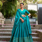 Lorenvalley Fashion Skyblue Pure Chanderi Plain With Zari Weaving Work Border Lehenga Choli with Dupatta - Swadesiicart