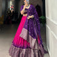 Lorenvalley Pink Chanderi Color Padding With Zari Weaving Work Border Lehenga Choli with Dupatta | Swadesiicart