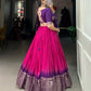 Lorenvalley Pink Chanderi Color Padding With Zari Weaving Work Border Lehenga Choli with Dupatta | Swadesiicart